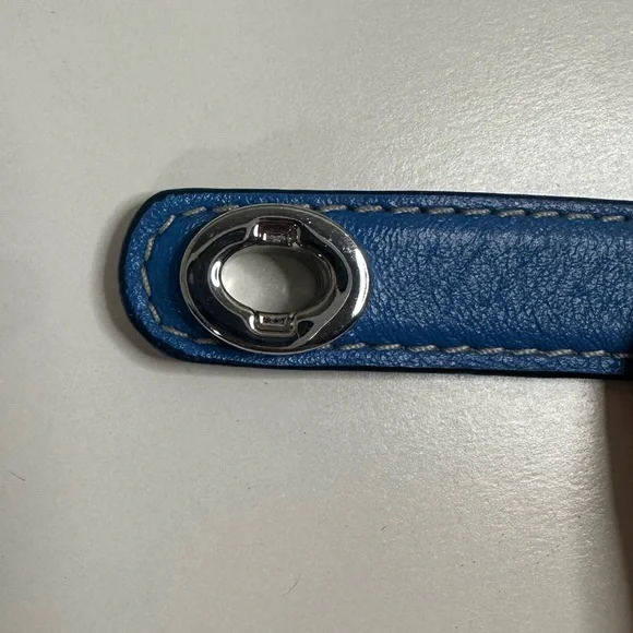 Coach Blue Wraparound Leather Bracelet with a Silver Plated Turnlock - Picture 8 of 13